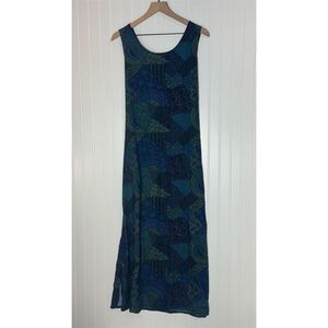 Vintage‎ 90s Style Studio Maxi Dress Abstract Print Sleeveless Rayon USA Sz M